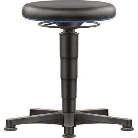 Tabouret pivotant avec patins en plastique, en faux cuir, noir, hauteur d'assise 450-650 mm (1/4)