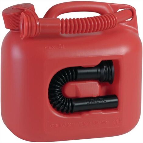Bidon de carburant PREMIUM Capacité 5l rouge 2 tuyaux de sortie