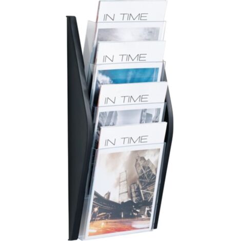 Support de prospectus H540xL280xP80mm DIN A4 haut noir (1/2)