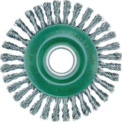 Brosse ronde D.115mm, diamètre de perçage, épaisseur du fil 0,5mm, VA, 6mm, 15000 tr/min