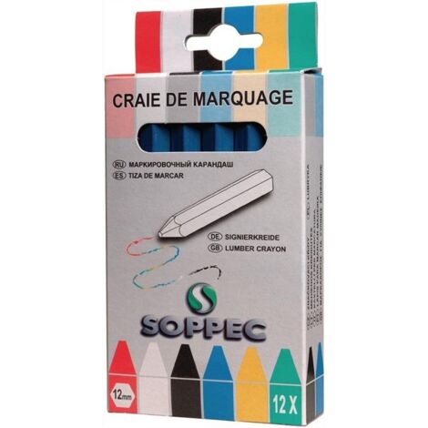 Craie de marquage bleue sans papier, 12 pièces par boîte