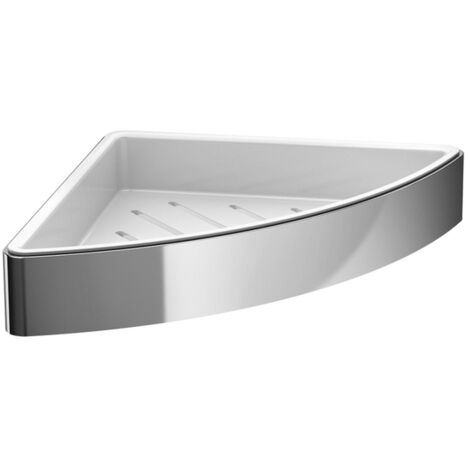Corbeille d'angle pour éponge emco loft, chromé, insert plastique extractible (1/5)