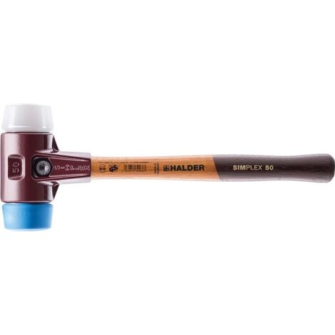 Maillet HALDER SIMPLEX TPE souple/ superplastique avec boîtier en fonte malléable et manche en bois de haute qualité - D=50 mm - 3017.050