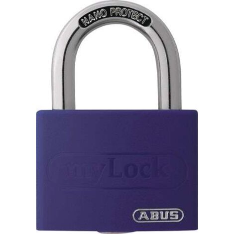 Cadenas de cylindre T65AL/40 violet, serrure à étiquette, serrure de porte, diamètre 43 mm, en aluminium, serrure à verrouillage. (1/4)