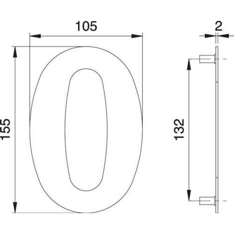 Numéro de maison chiffre 0 VA diamètre 155 mm L.105 mm