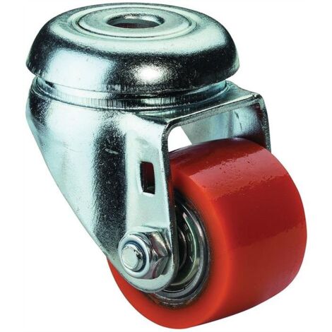 Roulette de direction D.35mm Capacité 100kg avec trou arrière 11mm PU (1/4)