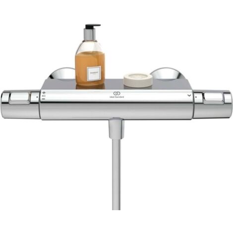 Ideal Standard – Support de rangement à enfourcher pour thermostat de douche – Tablette chromée – Fixation murale – Longueur 50/100 cm (1/5)