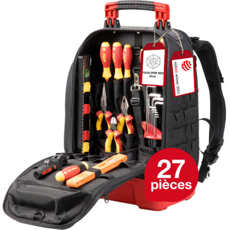 Wiha – Sac à dos d'outils pour électricien – 77 compartiments – Matériau 1680D – Accès rapide – 45528