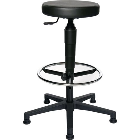 Tabouret pivotant avec patins, revêtement en similicuir noir, hauteur d'assise 580-840mm TOPSTAR (1/3)