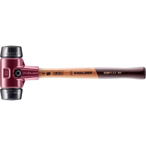 Maillet HALDER SIMPLEX Caoutchouc chargé avec boîtier en fonte malléable et manche en bois - D=50 mm - 3002.050