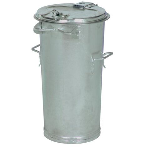 FP – Poubelle d'extérieur 50l en acier galvanisé – Couvercle hermétique – Résistante à la corrosion – Dimensions 700x385mm (1/4)