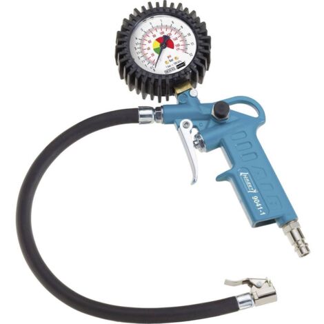 Hazet – Gonfleur de pneus à air comprimé 9041-1 – Embout de gonflage flexible 400 mm – Pression max 12 bar – Manomètre 63 mm avec revêtement caoutchouc