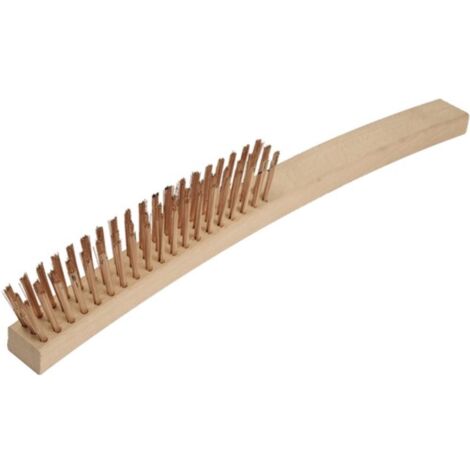 Brosse métallique longueur 350 mm, fil en étain bronze, 0,3 mm, à 4 rangées, sans étincelles (1/2)