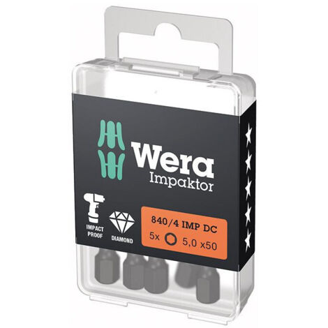 Embout 840/4 IMP DC 5mm L.50mm 1/4 pouce E6,3 Impaktor, Boîte DC avec 5 embouts