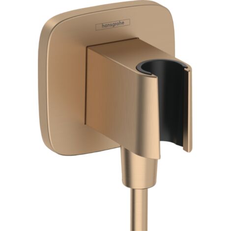 Hansgrohe – Support de douchette FixFit Q en bronze brossé – Raccord G 1/2 – Clapet anti-retour inclus – Installation facile avec flexibles standards (1/5)