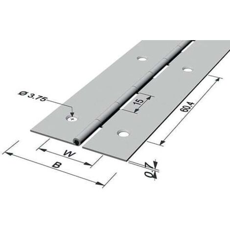 Charnière à barre largeur ouverte 32mm S.0,7mm 1200mm Fer nickelé P & G