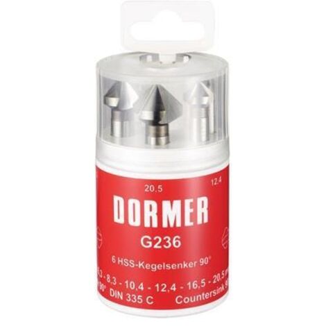 Jeu d'embouts à chanfreiner DIN 335C 90GrExt Nr.4 6,3-20,5mm HSS 6 unités . Boîte ronde DORMER (1/4)