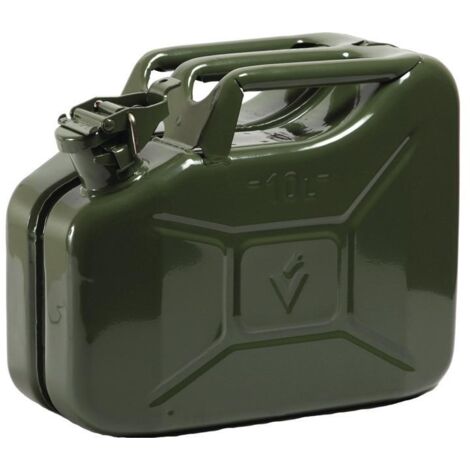 FP – Bidon d'essence en tôle d'acier 10 l – Vernis intérieur résistant à l'essence – Tube de sortie avec purge intégrée – Fermeture baïonnette