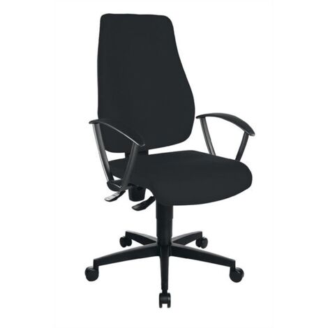 Chaise de bureau pivotante avec contact permanent, noire, 420 - 550 mm sans dossier, capacité de charge 110 kg (1/4)
