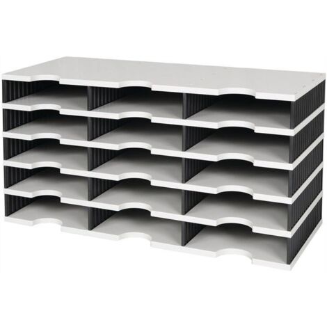 Range de tri à 3 compartiments, 15 sections, H363xL723xP331mm, polystyrène gris/noir (1/2)