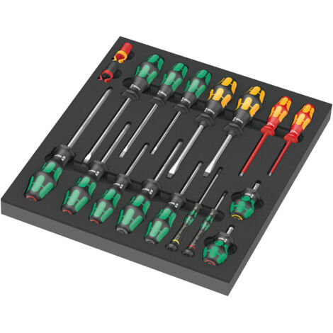 Wera – Module de servante 18 pièces – Rembourrage en mousse – Résistant à l'eau et à l'huile – Dimensions 344 x 47 x 392 mm