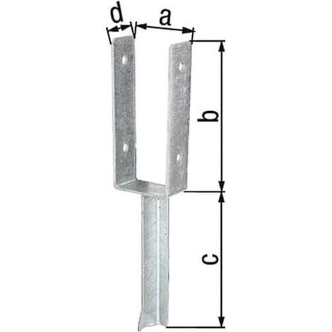 Support de poteau U ETA-10/0210 91x200x200x50mm TZN avec ancrage en béton en acier T-E (1/4)