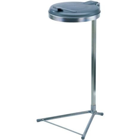 Poubelle à déchets H980xL500xP530mm 120l, couvercle argent (KS) avec socle (1/2)