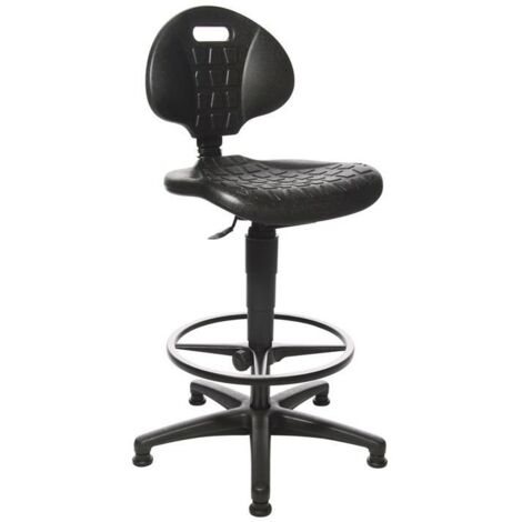 Chaise de travail ergonomique noire – Hauteur réglable 590-840 mm – Assise en mousse PU – Base polyamide stable – Repose-pieds ajustable – Topstar (1/5)