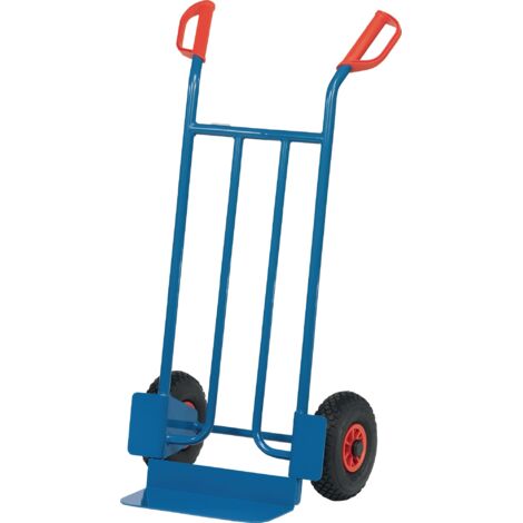 Chariot à sac H.1150mm avec pelle L150xB400mm, pneus pneumatiques, capacité 250kg, bleu (1/3)