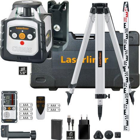 Laserliner – Laser rotatif Cubus 210 S – Plage de travail 200 m – Classe 2 – Précision ± 0,15 mm/m – Télécommande jusqu'à 30 m
