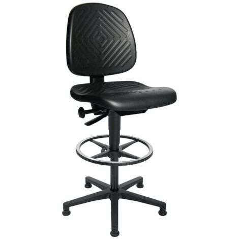 Chaise de bureau tournante TEC40 Counter avec roulettes au sol + anneau de pied, mousse PUR, noir, hauteur 590-840 mm (1/4)