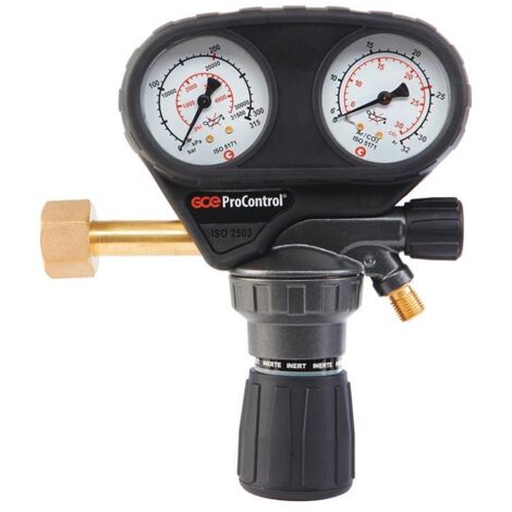 GCE – Détendeur gaz Argon/CO₂ 200 bar – Débit 30 l/min – Conformité DIN EN ISO 2503 – Soupape de sécurité – Capuchon manomètre