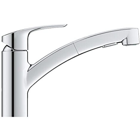 Grohe – Mitigeur de cuisine 1 trou – Bec bas avec douchette extractible – Finition chrome – Cartouche céramique 35 mm – Système de montage rapide