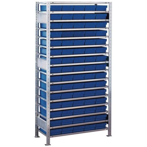 Étagère à poser H2000xL1000xP400mm, étagère de base, 16 plateaux en acier, 75xL 400mm, bleu (1/3)