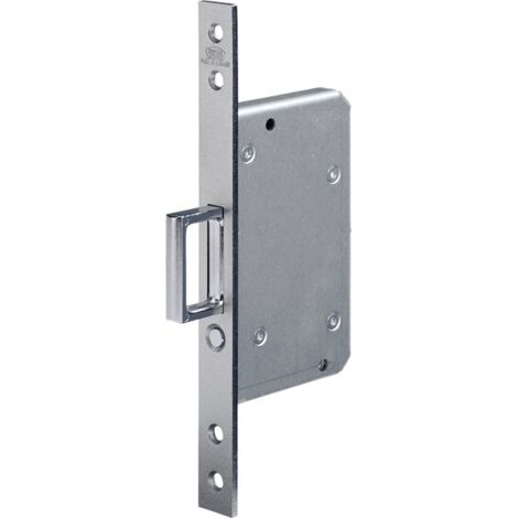 Fermeture à glissière pour porte coulissante, modèle 0393 STA, argent, longueur 20/55 mm, avec ressort et mécanisme de déverrouillage