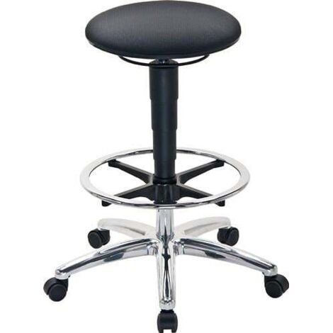 Tabouret pivotant avec roulettes d'arrêt, anneau de pied, tissu Supertec gris (1/5)