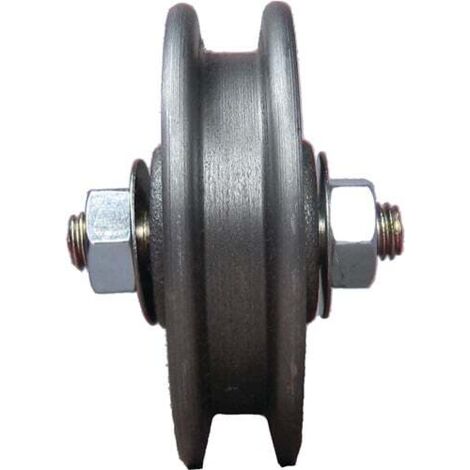 Roue de portail coulissante 120mm – Charge 100kg – Fixation par écrous – Fonte grise de haute qualité – Pour espaces confinés – HBS