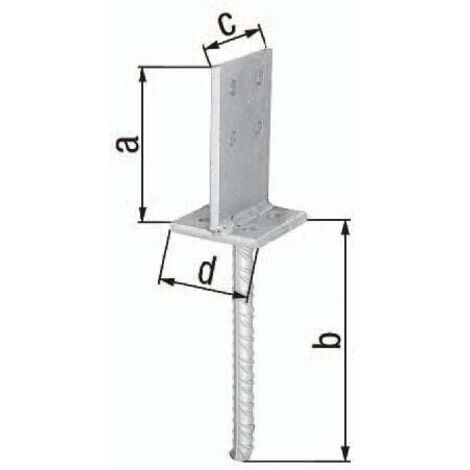 GAH Alberts Support de poteau en T 130x200x80x80mm STA brut TZN - 215521 (1/4)