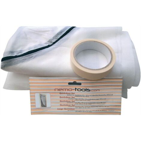 Porte de protection contre la poussière 2,20 x 1,10 m – Tissu avec fermeture éclair – Ruban adhésif 7 m x 25 mm pour séparation étanche – Rulo Pluma (1/5)