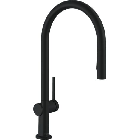 Hansgrohe – Mitigeur de cuisine 72800670 noir mat – Douchette extractible 2 jets – Hauteur 435 mm – Débit 8 l/min – Laiton pour durabilité - M54-210 (1/10)