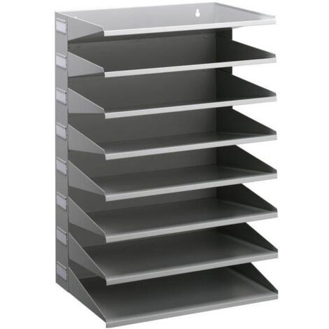 Station de tri à 8 compartiments H540xL360xP250mm en acier bleu clair-gris (1/5)