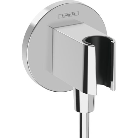 Hansgrohe – Coude de raccordement Fixfit avec support – Chrome – Filetage G 1/2 – Clapet anti-retour – Pour flexible avec écrou conique (1/6)