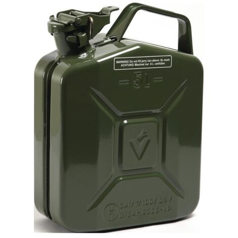 Bidon de carburant 5l vert olive RAL 6003 acier bleu 0,9 mm L230xP120xH310mm