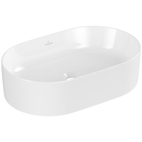 Villeroy & Boch – Vasque à poser 56x36 cm sans trop-plein – Céramique TitanCeram blanc alpin – Adaptée pour robinetterie murale – 4A195601 (1/4)