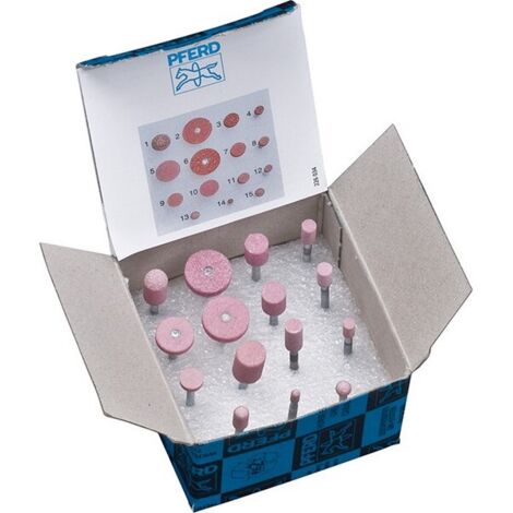 Jeu de blocs de ponçage STEEL EDGE DxHmm, tige D.3mm, corindon précieux, divers, 15 pièces, PFERD (1/3)