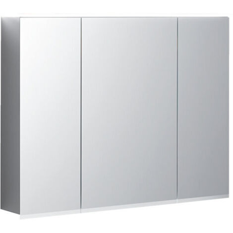 Keramag – Armoire murale de salle de bain avec éclairage LED – 3 portes miroir – Interrupteur tactile – Étagères en verre amovibles – IP44