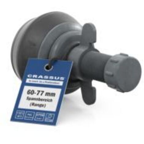 Le Sanitaire – Bouchon à fermeture rapide 60-77 mm – Raccord d'évacuation PVC – Résistant aux UV – Vanne de test/vidange intégrée – Température jusqu'à 120 °C
