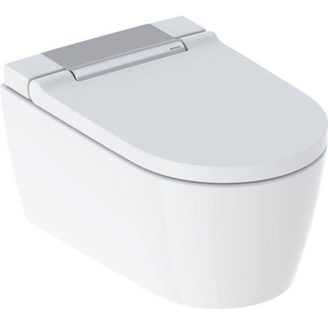 Geberit – WC suspendu AquaClean Sela chrome brillant – Type de bride universelle – Cuvette suspendue – Abattant WC soft-close – Mécanisme de chasse d'eau double (1/5)