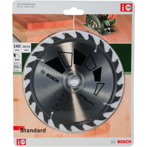 Bosch – Lame de scie circulaire 160 mm pour bois tendre et dur – Alésage 20 mm – Largeur de coupe 2.2 mm – 24 dents – 2609256810