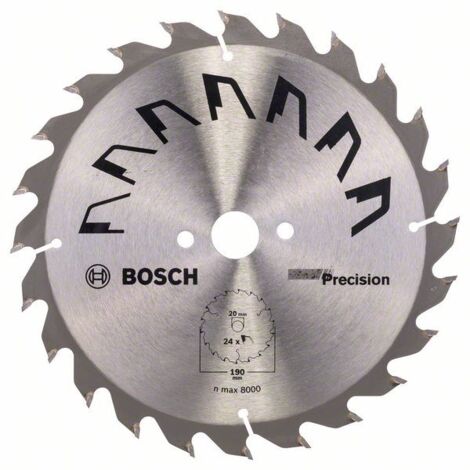 Bosch 2609256866 Précision Lame de scie circulaire 24 dents carbure Diamètre 190 mm alésage/alésage avec bague de réduction 20/16 Largeur de coupe 2,5 mm (1/2)